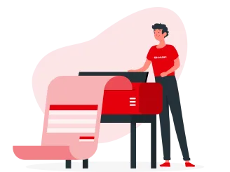 Illustration av multifunktionsskrivare
